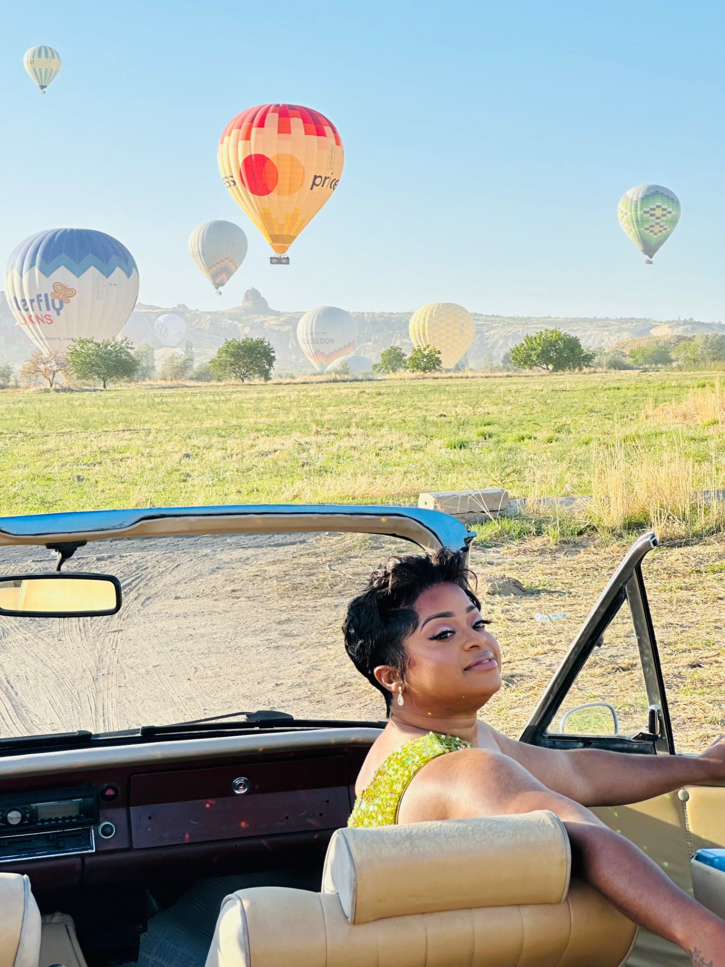 Serena enjoying a hot-air balloon adventure