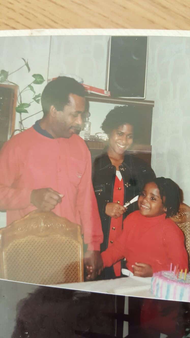 Serena celebrating a childhood birthday with family